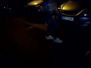 Sexy tired girl go back from party and wetting her jeans 3/16