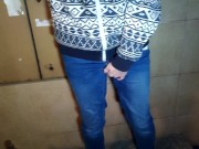 Sexy tired girl go back from party and wetting her jeans 8/16