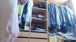 Stripping and jerking off in the walk-in closet