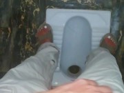 Pee in a Public Toilet indian style on an eco farm - anyone can Come inside - the door unlocke 10/16