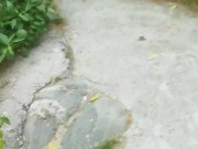 Pee in a Public Toilet indian style on an eco farm - anyone can Come inside - the door unlocke 15/16