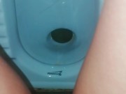 Pee in a Public Toilet indian style on an eco farm - anyone can Come inside - the door unlocke 6/16