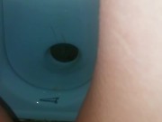 Pee in a Public Toilet indian style on an eco farm - anyone can Come inside - the door unlocke 9/16