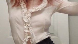 Titties bouncing in see thru top