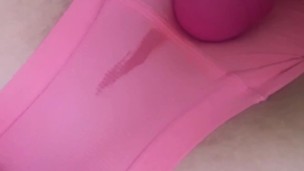 Amazing squirting orgasms soaking teens pink panties while vibrating clit!