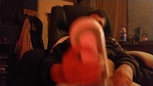 Making my big white cock cum hard with my Tenga Fliphole.
