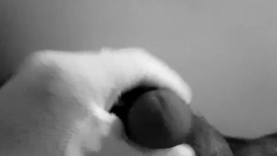 Handjob in white gloves and cumshot on belly