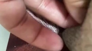 FTM jerks off hard cock to girlfriends picture 