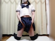 制服コスでイっても止めない連続絶頂電マオナニー Vibrator masturbation orgasm with Japanese cosplay. Selfie 2/16
