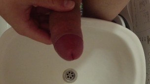 Boy cums in the sink