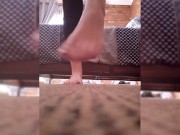 Rubbing lotion on my feet before shaking