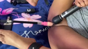 Pierced Pussy getting fucked by Fuck machine and wand snippet. Leave comment if you want to see more