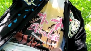 Quick cumshot in the park - cock out of jeans