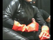 smoking wife in red rubber gloves milking me 1 1/16