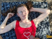 cute schoolgirl with glasses gives blowjob and sex on the old road to get a lot of cum on fa 15/16