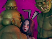 Beautifull girl enjoy orks gangbang - 3d hentai animation