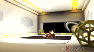 Hot alien sex in Saturn orbit. A sexy blonde loves her black cock