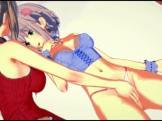 Isuzu Sento and Muse lick each other's pussies on the bed - Amagi Brilliant Park Hentai. 2/16