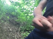Amateur Guy Is Jerking Off And Milking Dick In The Woods/ Huge Cumshot
