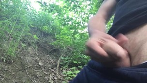 Amateur Guy Is Jerking Off And Milking Dick In The Woods/ Huge Cumshot