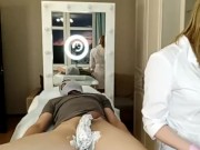 I put a huge man in the doggie position to shave his ass 4/16