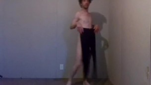 Trying clothes on dressing and undressing - Black Jeggings part 7