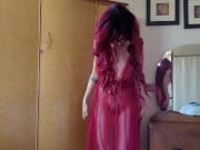 Nerdy Red head Releases her golden Nectar all over the floor 15/16