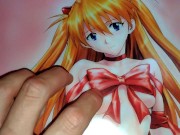 裸リボンのエヴァンゲリオン式波アスカラングレーぶっかけ&乳首舐めまわし【日本人キモオタクのオナニー】 - Screenshot 2 of 16 - Semen