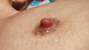 Beautiful Girl Sunbathing. Saggy Boobs and Hard Nipples HD.