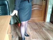 Gorgeous cum on the ass of the secretary in pantyhose 1/16