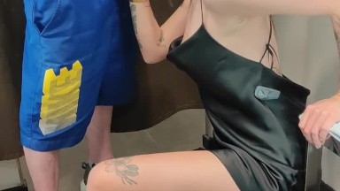 Blowjob in the Store's Fitting Room in exchange for a dress !