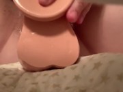 Pussy play and orgasm with huge dildo!