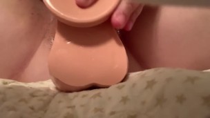 Pussy play and orgasm with huge dildo!