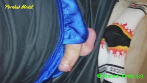 SK Punching my balls with my right fist in shiny Sk8erboy gear 1