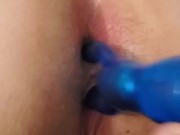 Slutty white teen Dp with her sex toy