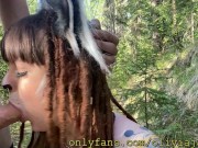 cute kitten messy throats & sucks a thick cock in jungle 7/16