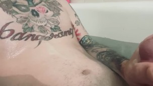 Stroking my cock until I cum all over myself 