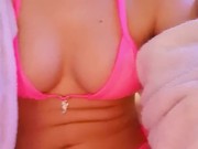 Hot Teen Girl Micro Pink Bikini and Her Vibrator 1/16