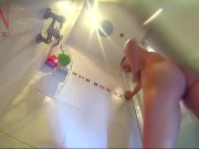 SHAVING THE PUSSY in the shower. Babe washes in the shower, shaves her pussy, oil massage. part 2 13/16