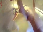Soap perfect body in the shower Babe washes in the shower, shaves her pussy, oil massage. part 3 12/16