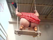 Depraved housewife swinging with panties on a swing 10/16
