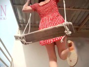 Depraved housewife swinging with panties on a swing 11/16
