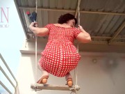Depraved housewife swinging with panties on a swing 4/16