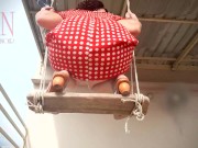 Depraved housewife swinging with panties on a swing 6/16