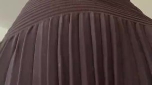 Teasing you with no panties (dancing, up skirt pussy)