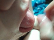 Extreme close up blowjob with cum in mouth and swallow 15/16