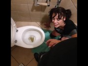 Petite pigtail girls taking her master for a piss