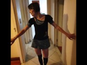 Petite pigtail girls taking her master for a piss 2/16