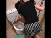 Petite pigtail girls taking her master for a piss 3/16