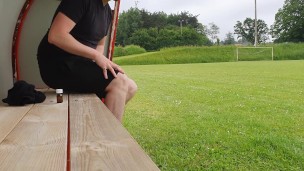 EXHIB Public in Match Football, jerk Off and Cum